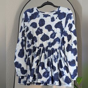 Blue and White Patterned Top